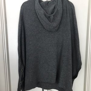 Dark Grey Sweater Poncho with Hood